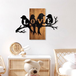 Wallity Love Birds Escultura de Pared en Nogal y Negro